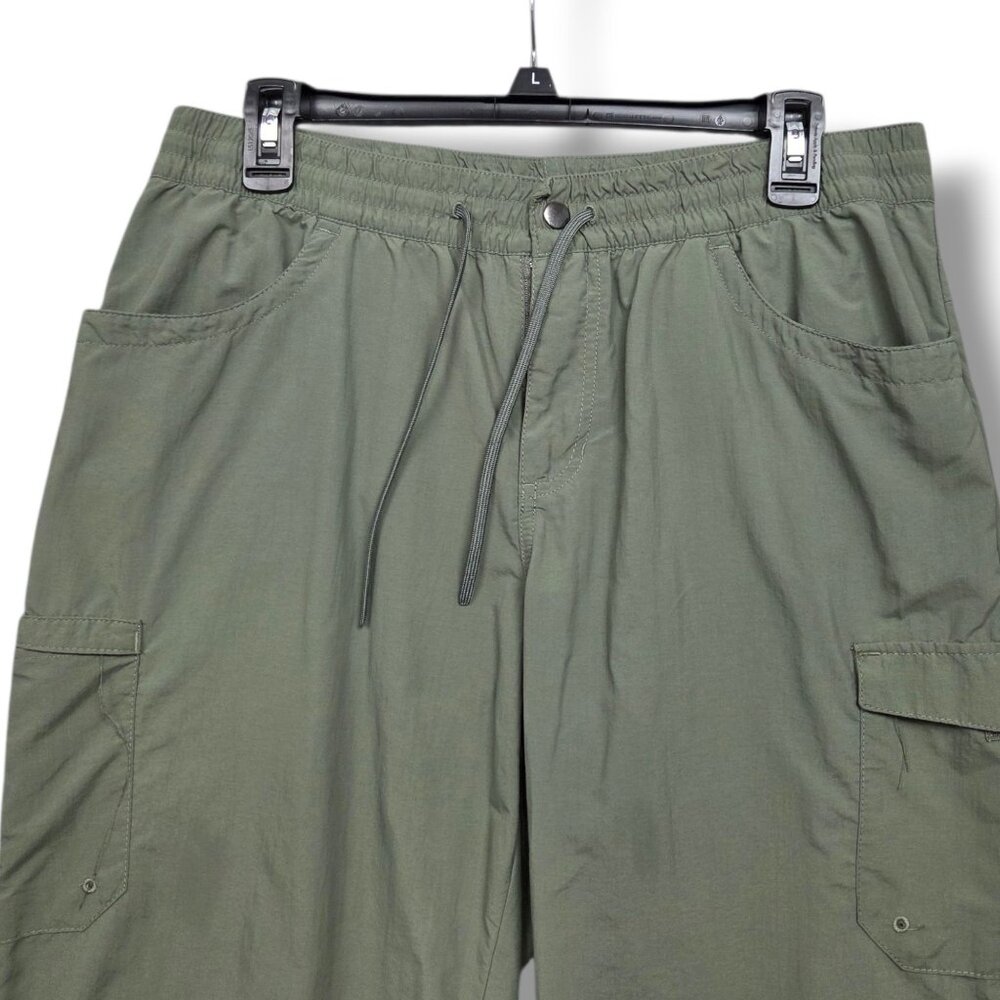 Columbia Windbreaker Cargo Pants Womens Large Cropped Hiking Green - Picture 2 of 12